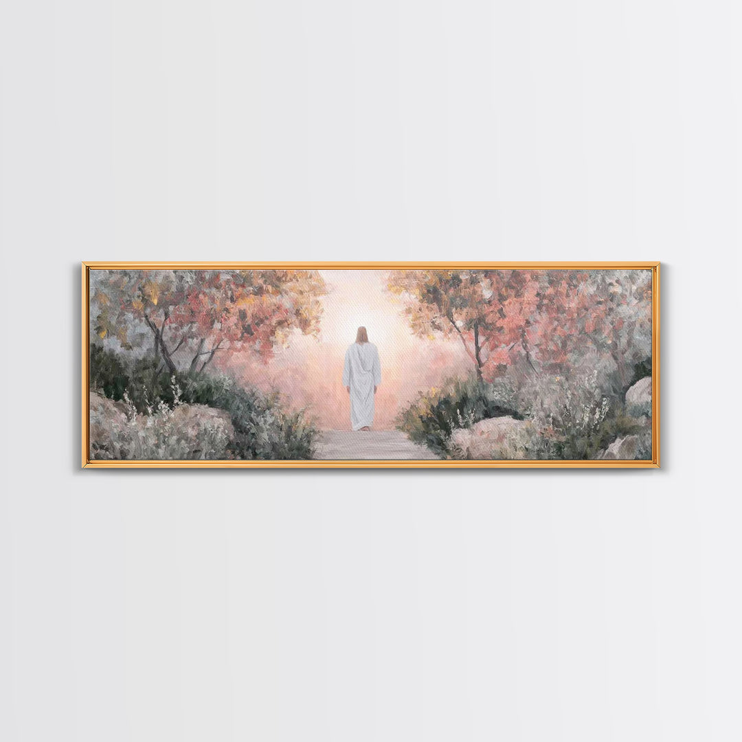 Path Of Light – Framed Canvas Print – Christian Wall Art – Jesus Painting – Panoramic Art – Christian Art Canvas – Christmas Art