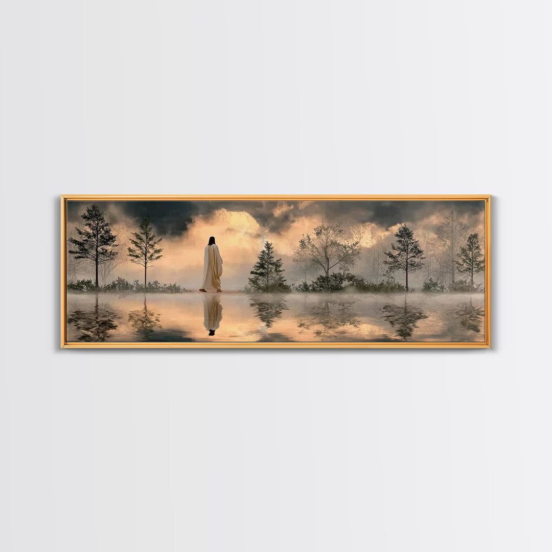 Sacred Stillness, Framed Canvas Print, Panoramic Art, Christian Art Canvas, Jesus Painting, Christian Wall Art, Christmas Art
