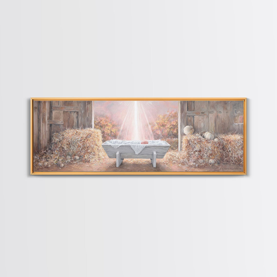 Barn Of Glory – Framed Canvas Print – Panoramic Art – Christian Christmas Art – Christian Wall Art – Christian Art Canvas – Modern Christia