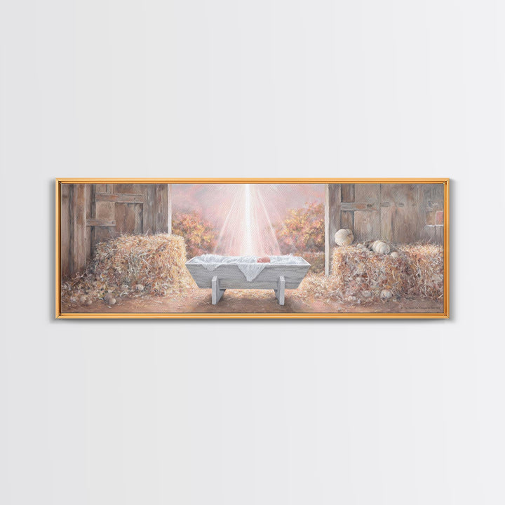 Barn Of Glory – Framed Canvas Print – Panoramic Art – Christian Christmas Art – Christian Wall Art – Christian Art Canvas – Modern Christia