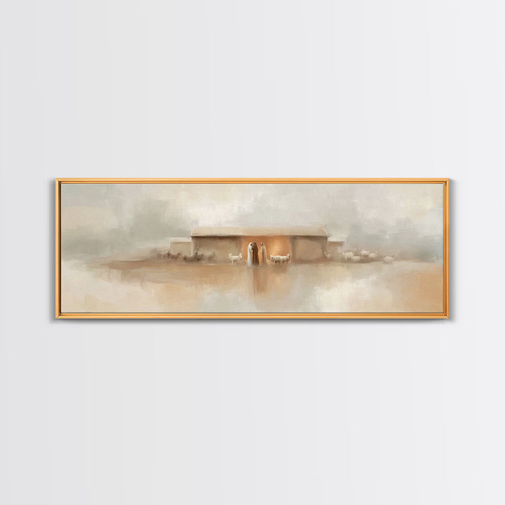 Nativity Grace | Framed Canvas Print | Panoramic Painting | Christian Wall Art | Christian Art Canvas | Christmas Art | Christian Decor