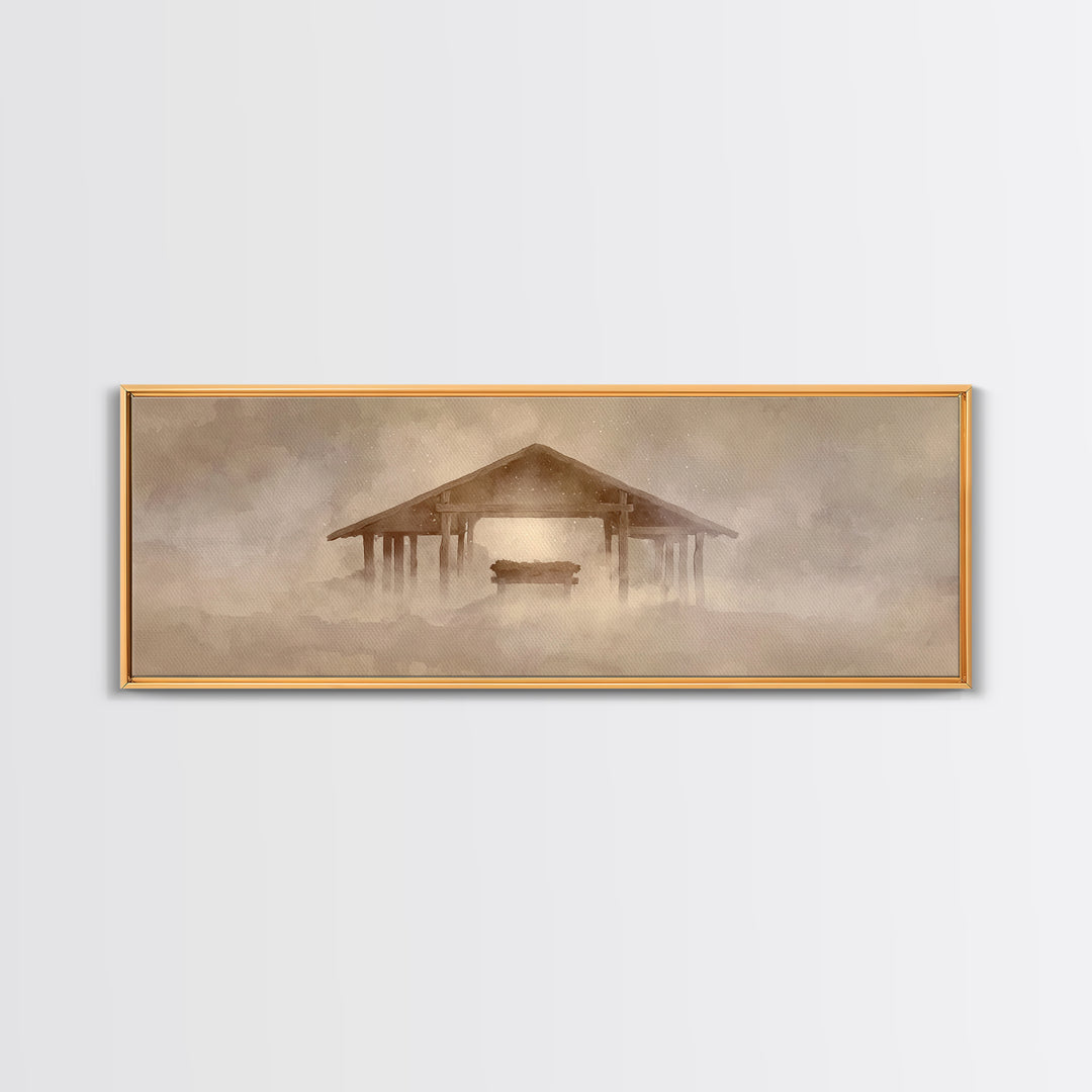 Silent Winter Star, Framed Canvas Print, Panoramic Art, Christian Art Canvas, Christian Christmas Art, Christmas Wall Art, Christian Wall A