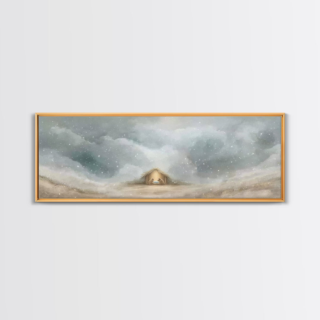 Cave Of Dawn – Framed Canvas Print – Panoramic Painting – Christian Art Canvas – Christmas Art – Christian Wall Art – Christian Christmas D