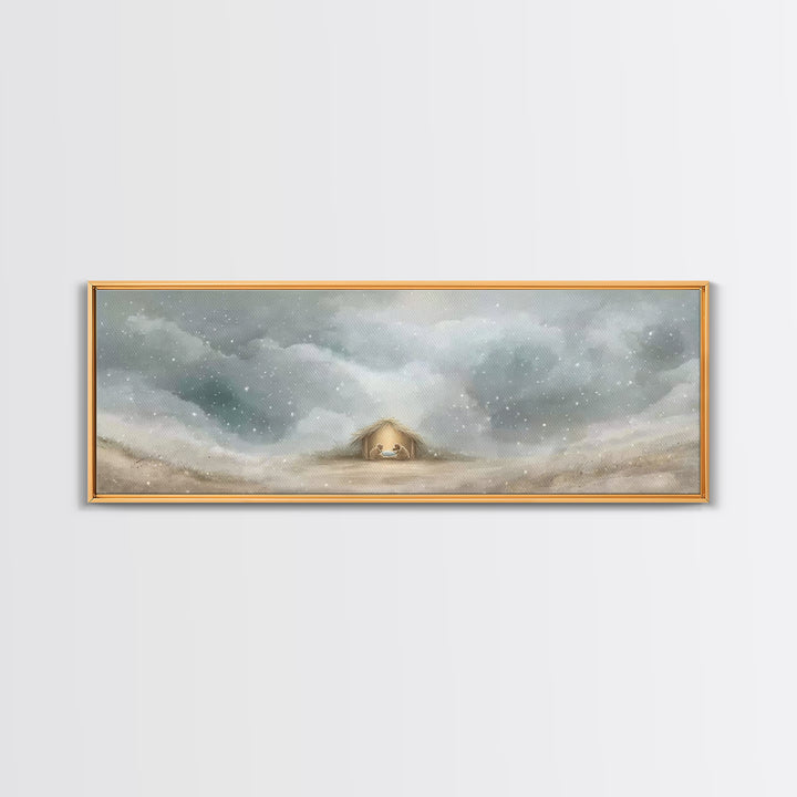 Cave Of Dawn – Framed Canvas Print – Panoramic Painting – Christian Art Canvas – Christmas Art – Christian Wall Art – Christian Christmas D