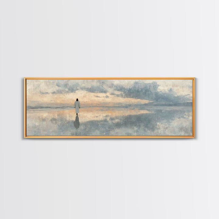 Hope On The Waters, Framed Canvas Print, Panoramic Wall Art, Christian Art Canvas, Jesus Painting, Modern Christian Art, Christian Decorati