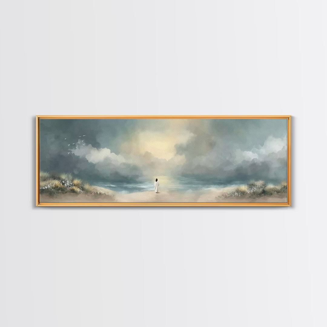 Steps Of Grace | Framed Canvas Print | Panoramic Frame | Christian Art Canvas | Christian Wall Art | Modern Christian Painting | Jesus Art