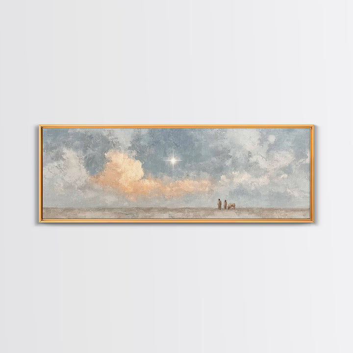Guided By The Light, Framed Canvas Print, Christian Wall Art, Panoramic Print, Jesus Painting, Christian Art Canvas, Christmas Art