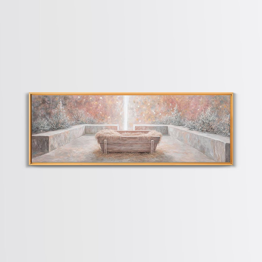 Radiant Birth Glory – Framed Canvas Print – Panoramic Art – Christian Christmas Art – Christmas Wall Art – Christian Art Canvas – Christmas