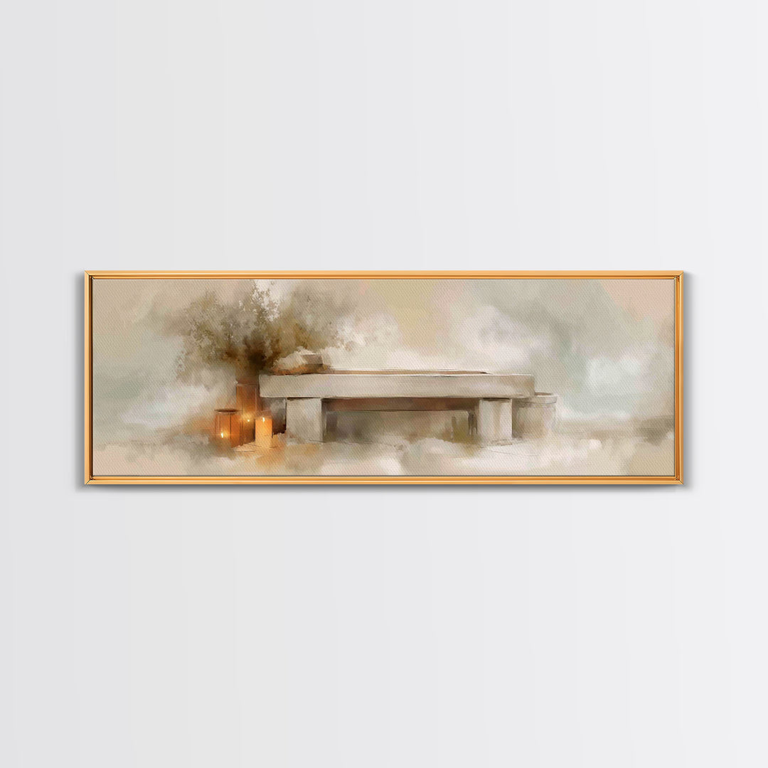 Candlelit Nativity Calm, Framed Canvas Print, Christian Wall Art, Christian Christmas, Christmas Art Prints, Panoramic Art, Christian Art C