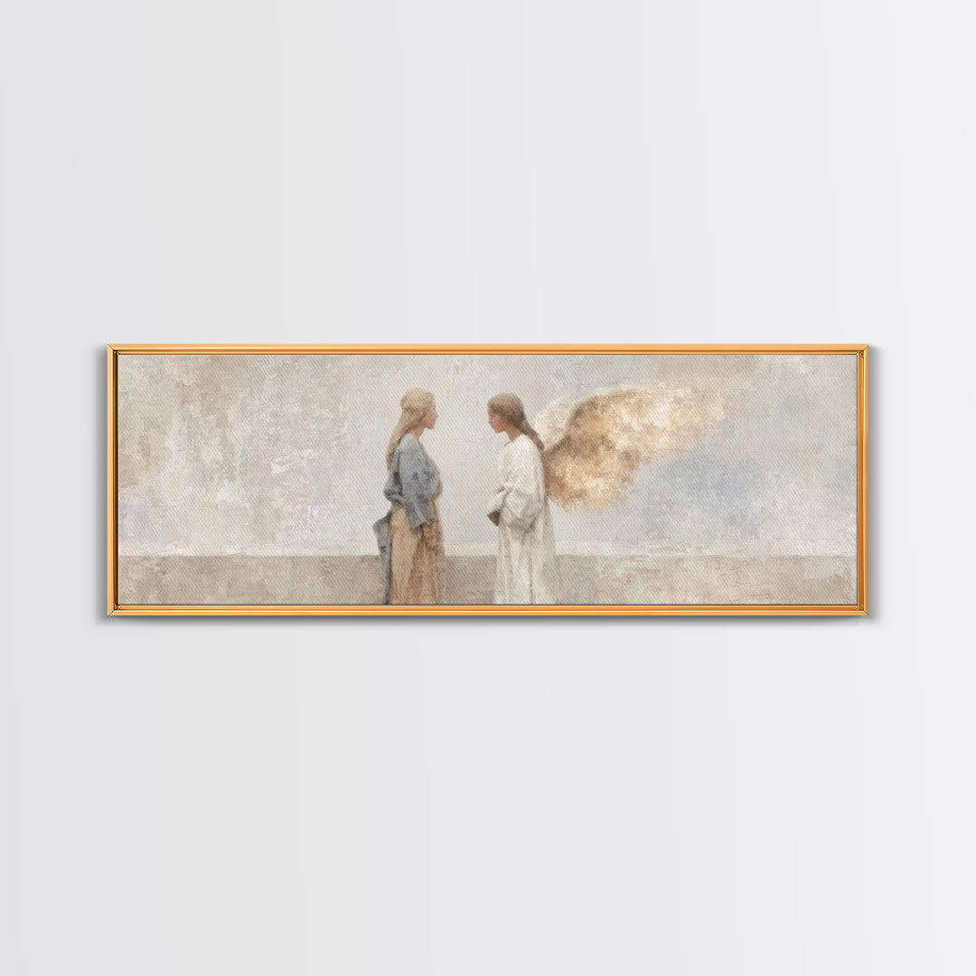 Radiant Angel Whisper – Framed Canvas Print – Christian Art Canvas – Panoramic Art – Christian Wall Art – Christmas Art – Christian Christm