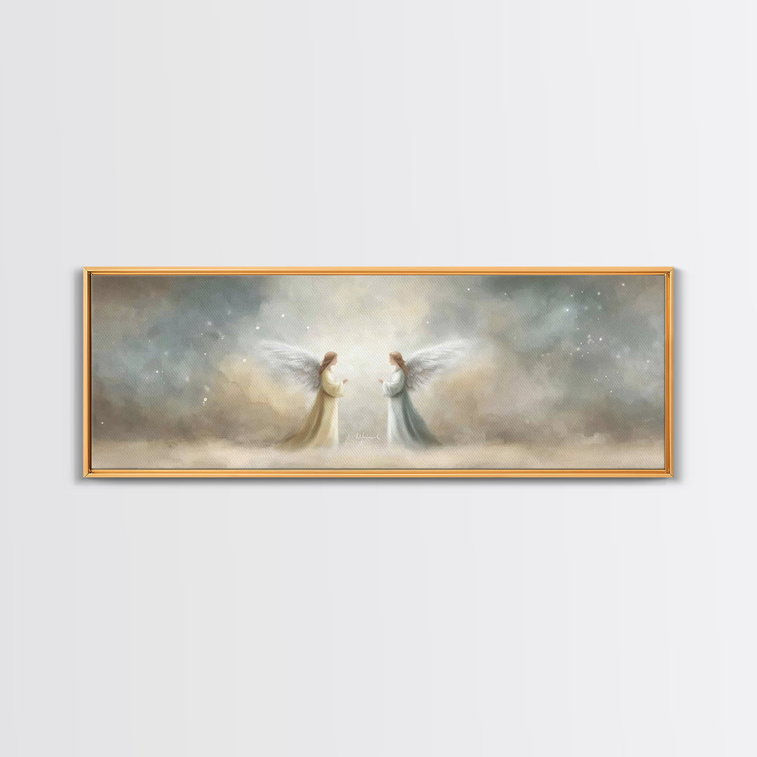Wings Of Serenity – Framed Canvas Print – Christian Art – Christian Painting – Panoramic Frame – Christmas Art – Christian Christmas – Chri