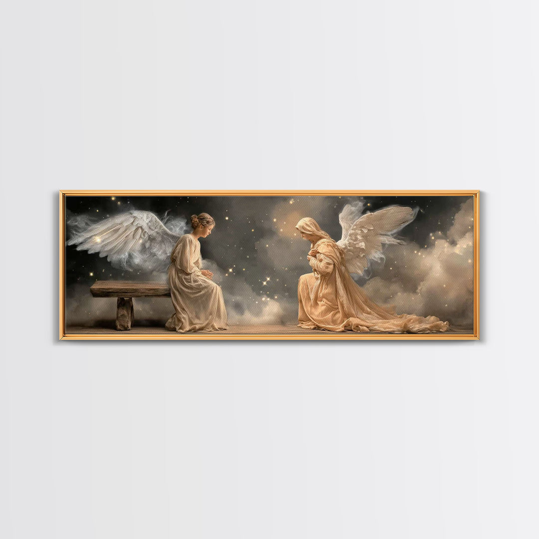 Heavenly Night Reverence | Framed Canvas Print | Panoramic Painting | Christian Wall Art | Christian Art | Christian Art Canvas | Jesus Pai