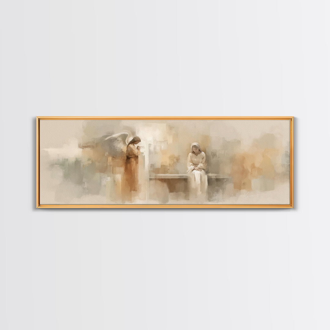Radiant Holy Meeting – Framed Canvas Print – Panoramic Print – Christian Art Canvas – Christian Art – Christian Painting – Christmas Art –