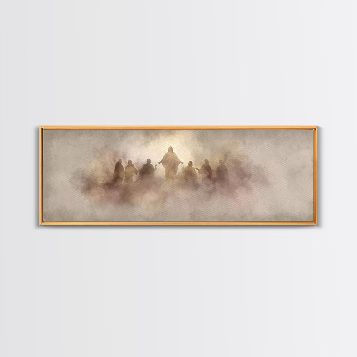 Risen Light Gathering, Framed Canvas Print, Panoramic Frame, Christian Art, Christian Art Canvas, Jesus Painting, Christian Painting, Chris
