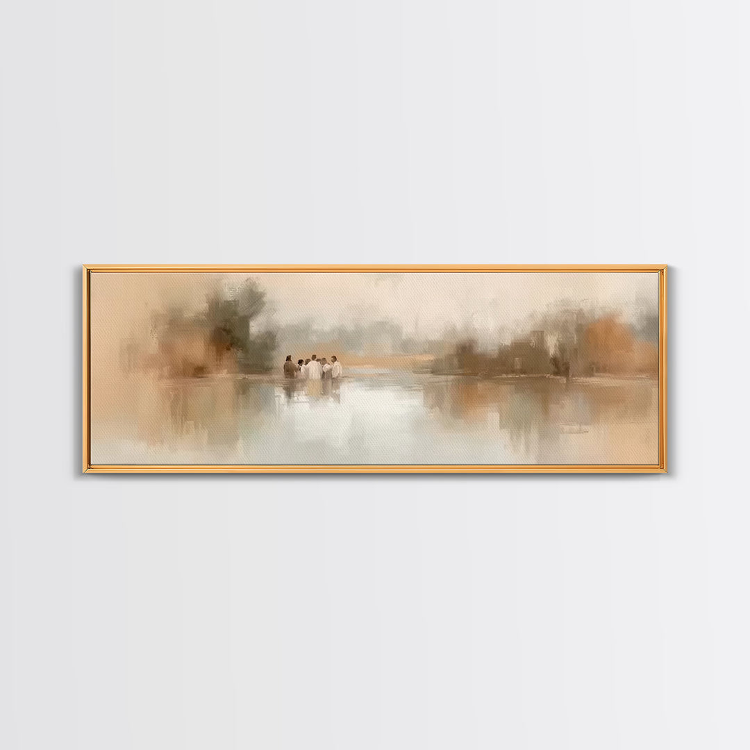 Morning Reverence – Framed Canvas Print – Christian Art Canvas – Jesus Painting – Panoramic Wall Art – Christian Christmas – Vintage Christ