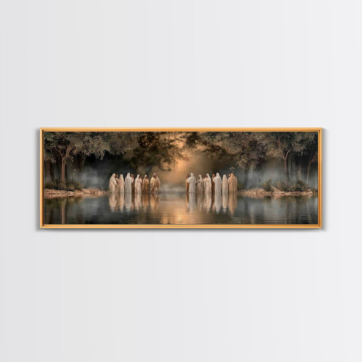 Waters Of Grace | Framed Canvas Print | Christian Art Canvas | Jesus Painting | Panoramic Art | Large Christian Painting | Christmas Wall A