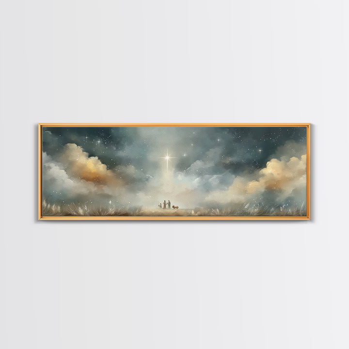 Star Of Messiah | Framed Canvas Print | Christian Christmas Art | Panoramic Painting | Christian Art Canvas | Jesus Painting | Christian Wa