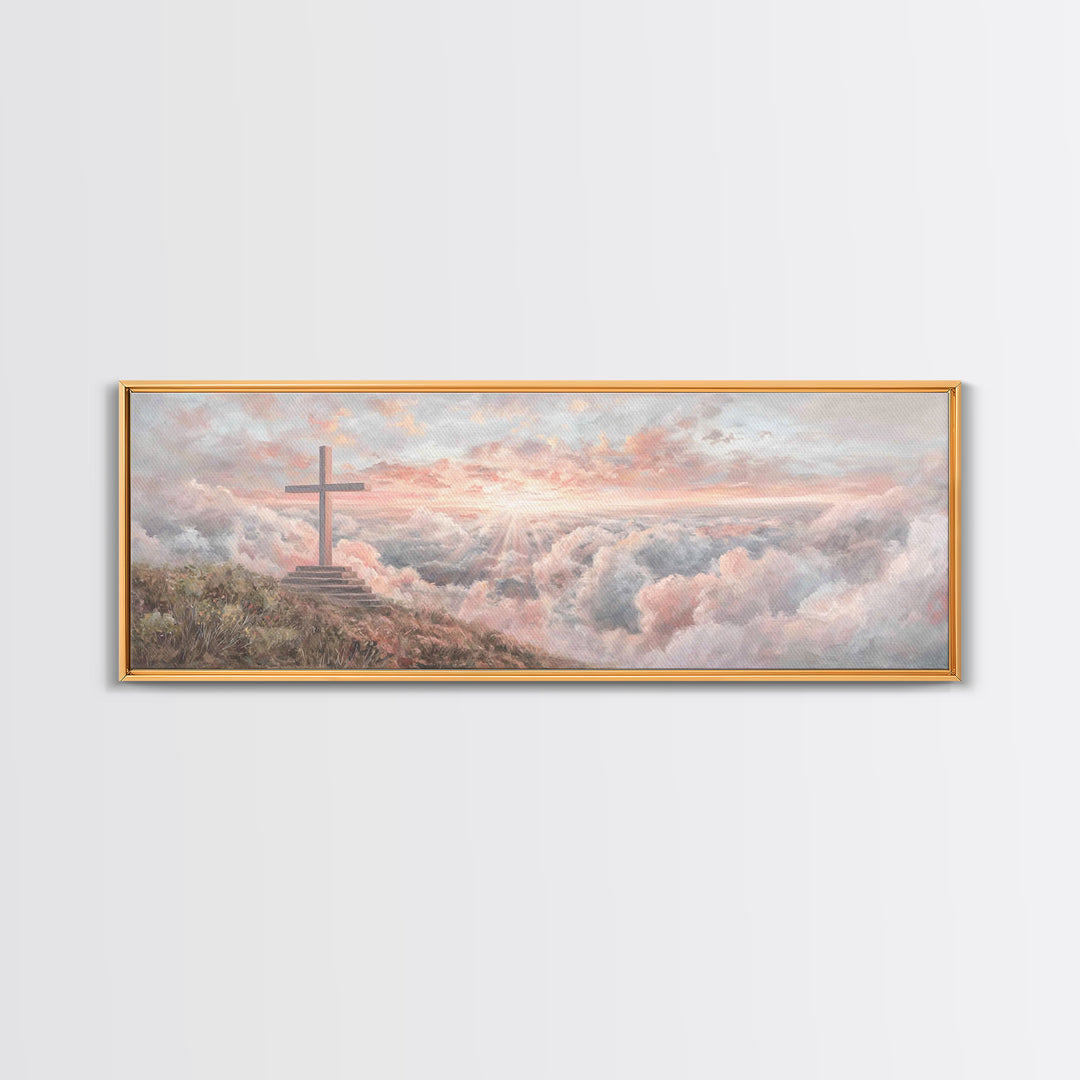 Cloudrise Redemption – Framed Canvas Print – Christian Wall Art – Christian Art Canvas – Panoramic Art – Christian Gift