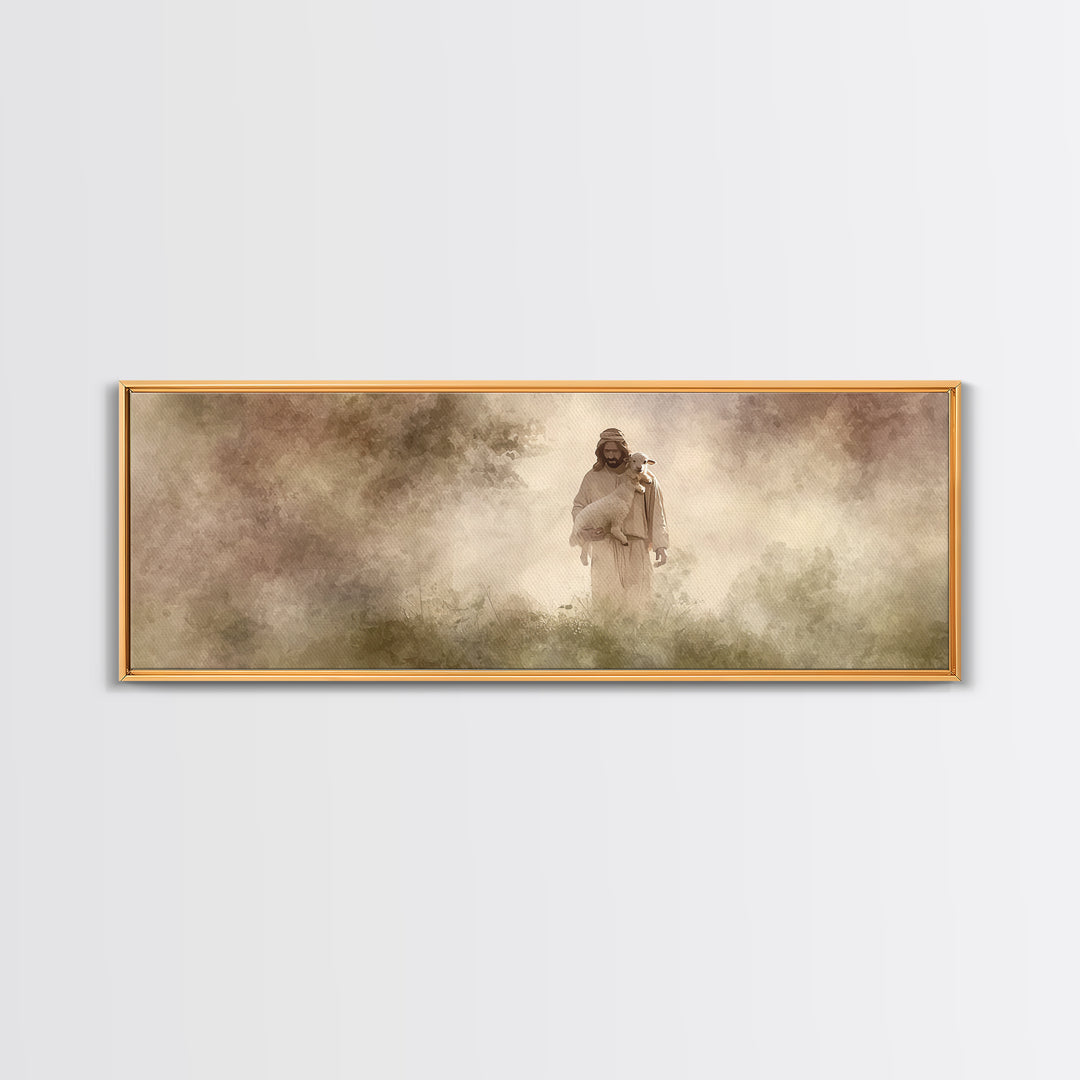 Cross Horizon Storm | Framed Canvas Print | Christian Wall Art | Christian Art Canvas | Panoramic Wall Art | Christian Gift