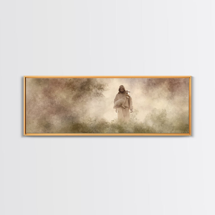 Cross Horizon Storm | Framed Canvas Print | Christian Wall Art | Christian Art Canvas | Panoramic Wall Art | Christian Gift