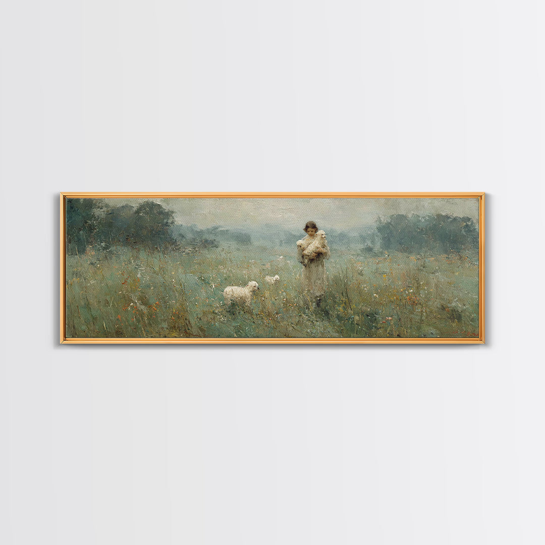 Field Of Compassion – Framed Canvas Print – Christian Art Canvas – Christian Christmas Art – Jesus Painting – Panoramic Frame – Christian D