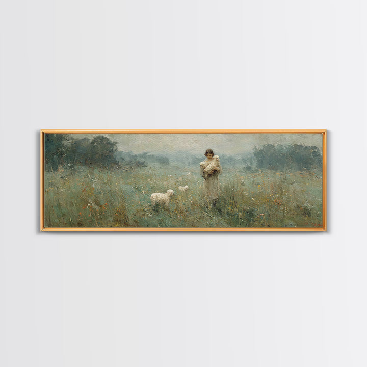 Field Of Compassion – Framed Canvas Print – Christian Art Canvas – Christian Christmas Art – Jesus Painting – Panoramic Frame – Christian D