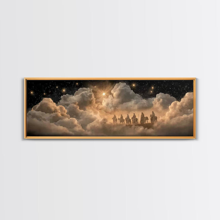Wandering Kings Star - Framed Canvas Print - Christian Christmas Art - Panoramic Frame - Christian Art Canvas - Jesus Painting - Christmas