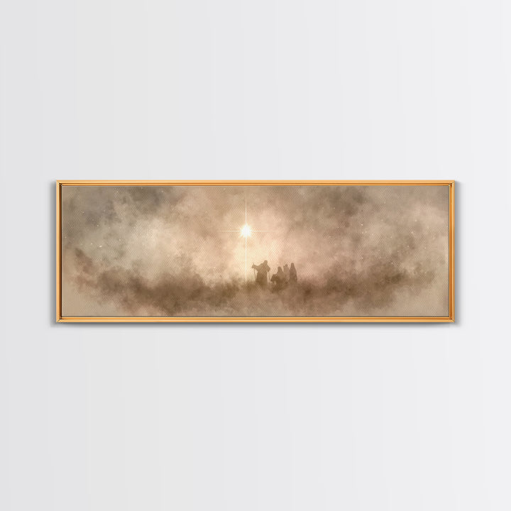 Silent Holy Clouds, Framed Canvas Print, Christian Art Canvas, Christmas Art Prints, Panoramic Print, Christian Wall Art, Christian Christm