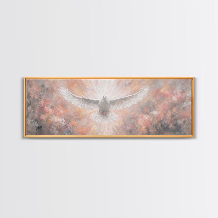 Heavenly Dove Rising | Framed Canvas Print | Christian Art Canvas | Panoramic Painting | Christian Christmas Art | Christian Wall Art