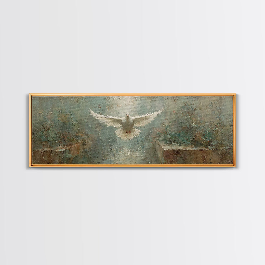 Radiant Spirit Descent, Framed Canvas Print, Christian Wall Art, Panoramic Art, Christian Art Canvas, Christian Painting, Christian Christm