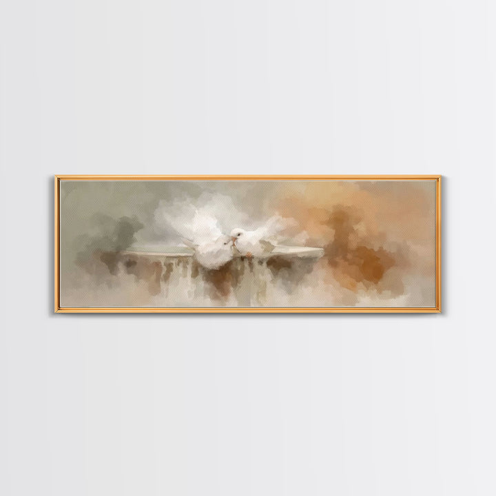 Doves Of Peace – Framed Canvas Print – Christian Art Print – Panoramic Wall Art – Christian Decor – Christmas Art – Christian Gift Ideas
