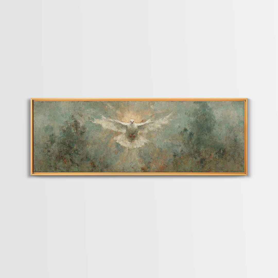 Glory Of The Spirit, Framed Canvas Print, Christian Wall Art, Panoramic Art, Christian Art Canvas, Christian Christmas Art, Christian Paint