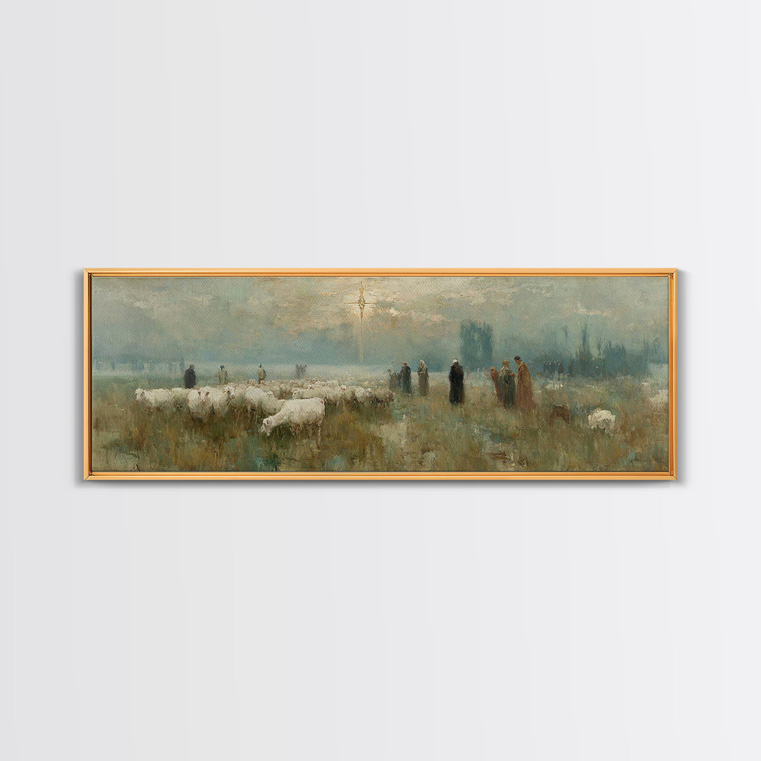 Sunset Promise Path - Framed Canvas Print - Christian Art Canvas - Panoramic Painting - Christian Wall Art - Jesus Painting - Christian Chr