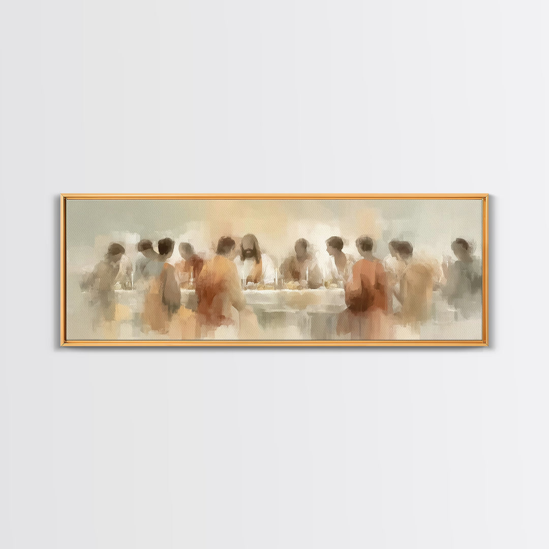 Evening Grace Table | Framed Canvas Print | Jesus Canvas Art | Christian Wall Art | Panoramic Wall Art | Christian Art Print
