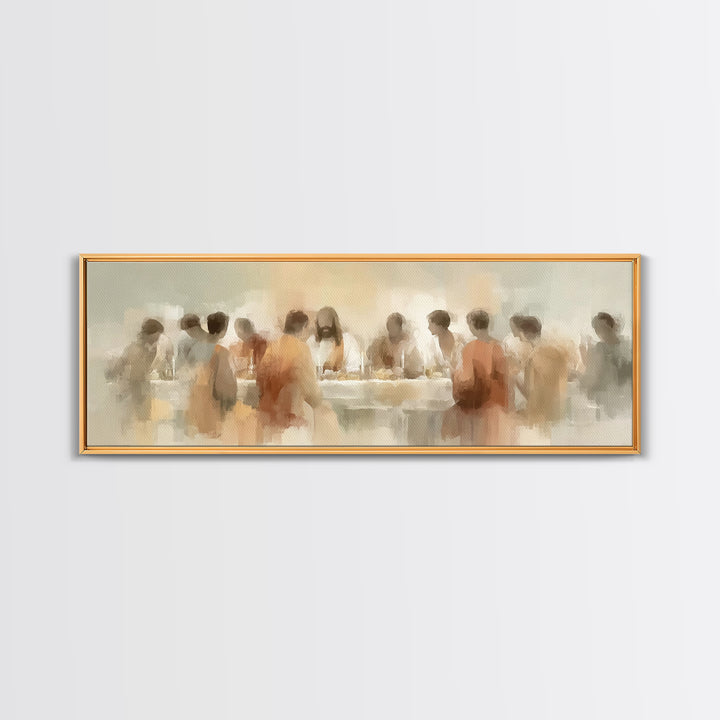 Evening Grace Table | Framed Canvas Print | Jesus Canvas Art | Christian Wall Art | Panoramic Wall Art | Christian Art Print