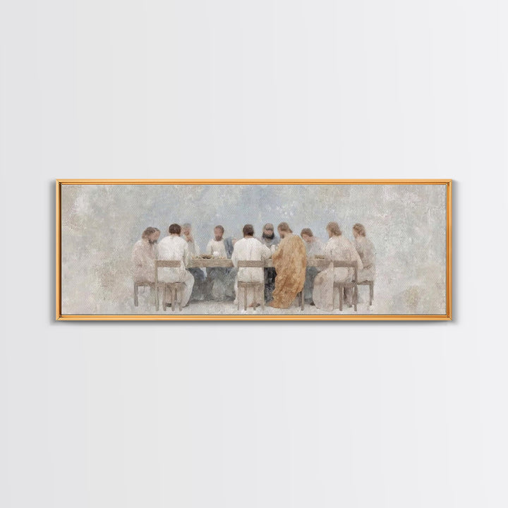 Angel Feast Serenity | Framed Canvas Print | Christian Art Canvas | Panoramic Print | Christian Wall Art | Jesus Painting