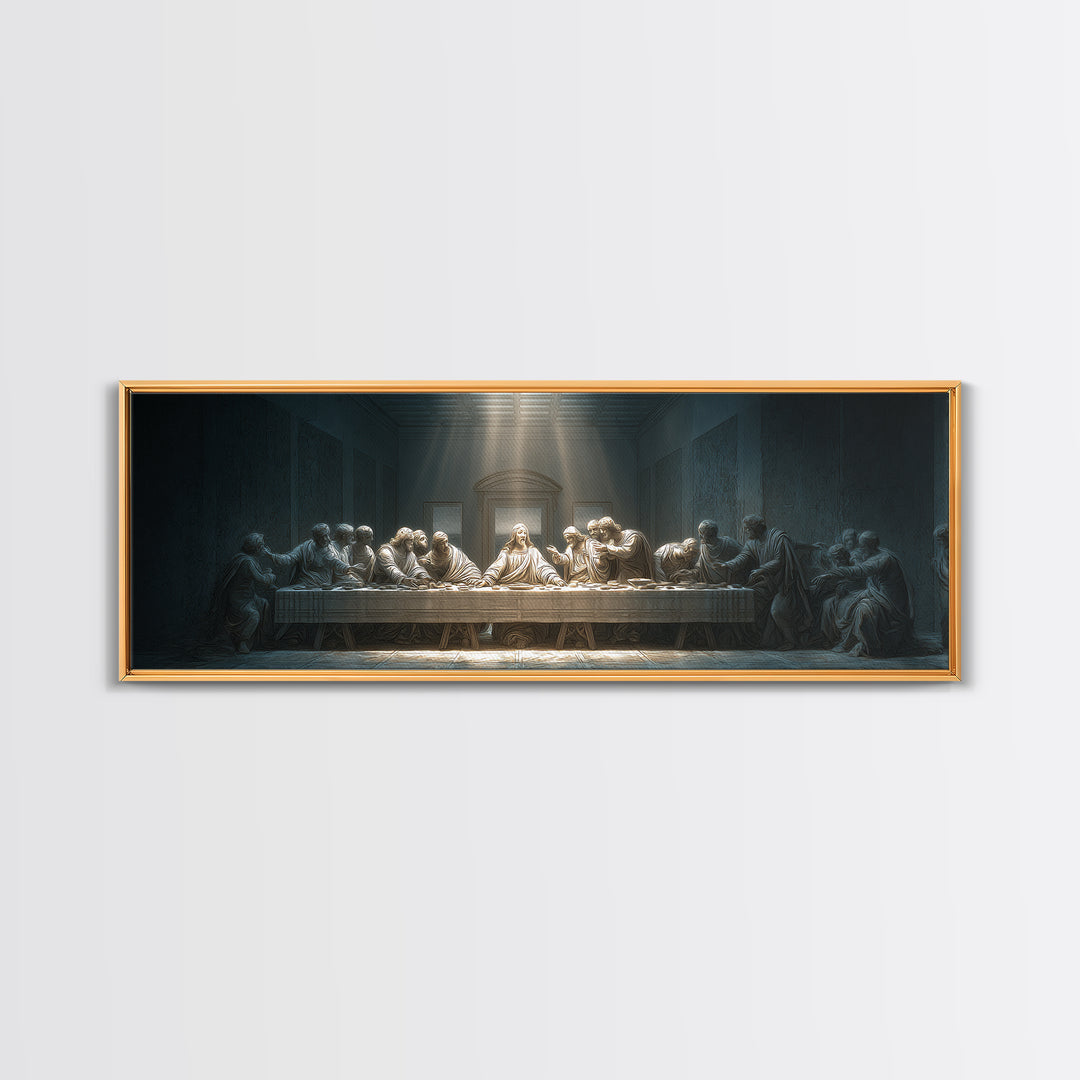 Quiet Covenant Moment, Framed Canvas Print, Panoramic Painting, Christian Art Canvas, Jesus Wall Art, Christian Art Print