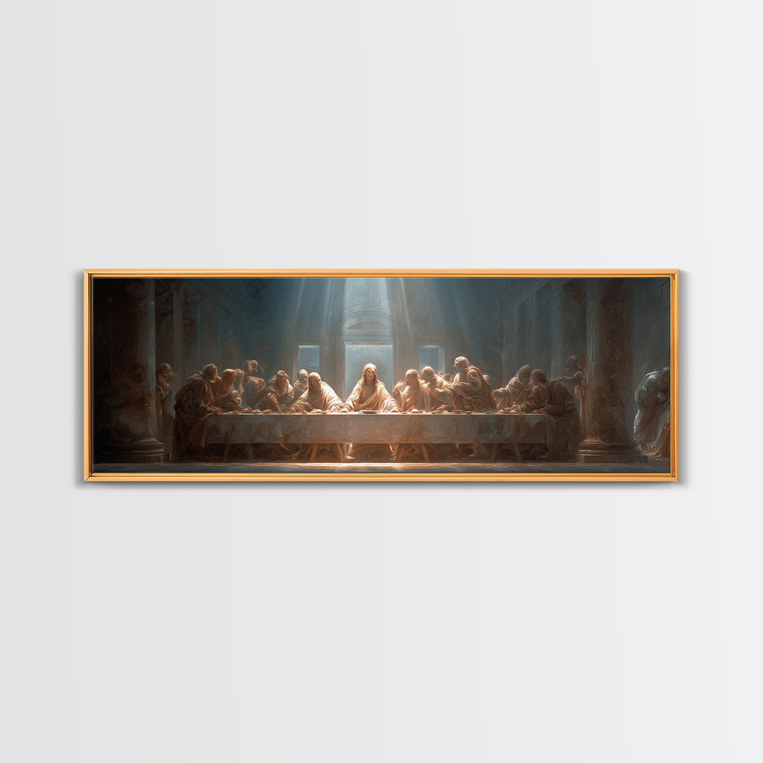 Sacred Last Supper – Framed Canvas Print – Christian Wall Art – Jesus Painting – Panoramic Art – Christian Art Canvas – Christian Decor