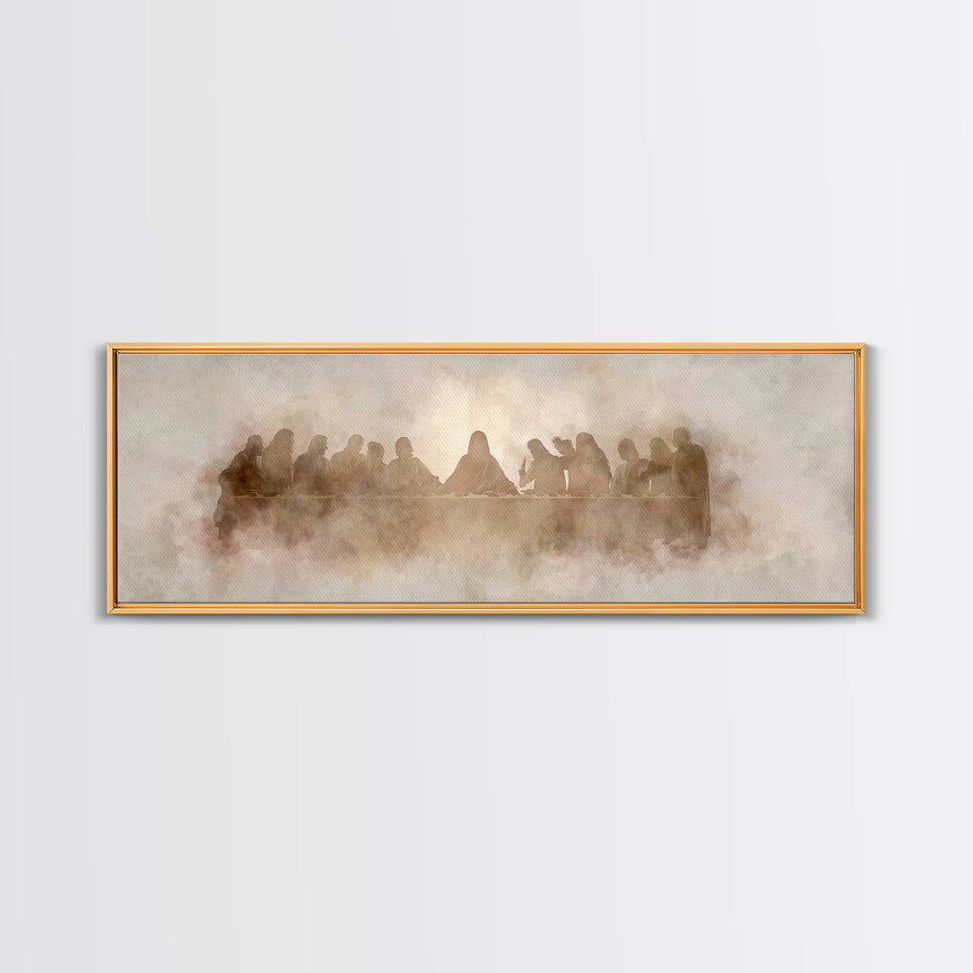 Heavenly Communion, Framed Canvas Print, Christian Art Canvas, Christian Wall Art, Panoramic Painting, Jesus Painting, Christmas Art
