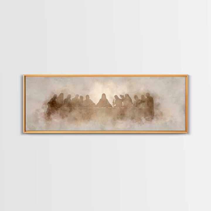 Heavenly Communion, Framed Canvas Print, Christian Art Canvas, Christian Wall Art, Panoramic Painting, Jesus Painting, Christmas Art