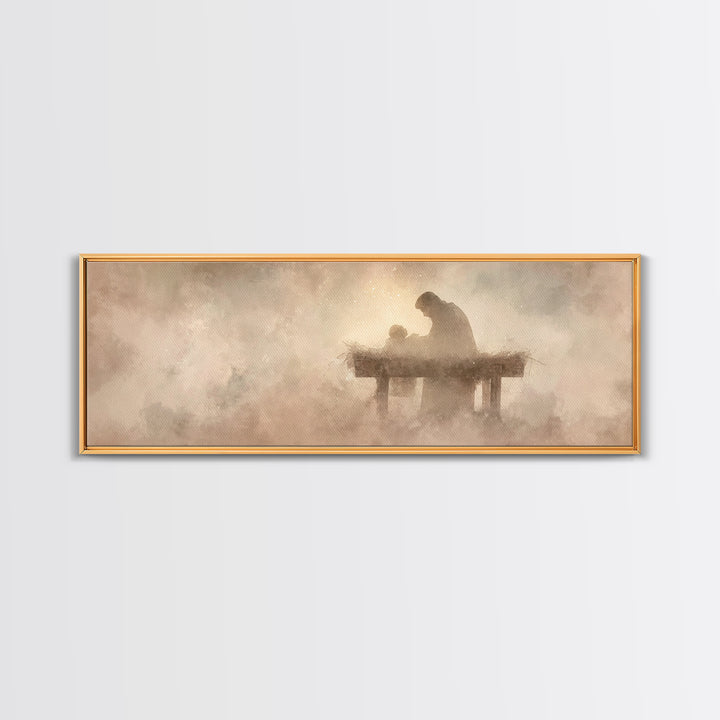Divine Child Rest | Framed Canvas Print | Christian Wall Art | Panoramic Wall Art | Christian Art Canvas | Christmas Art | Jesus Painting