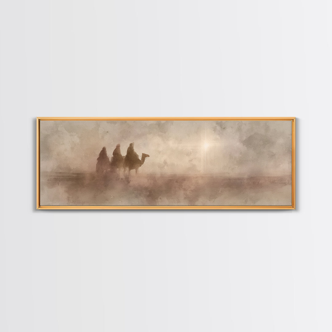 Journey Of Kings, Framed Canvas Print, Christian Art Canvas, Panoramic Wall Art, Christian Christmas Art, Jesus Painting, Christmas Decor