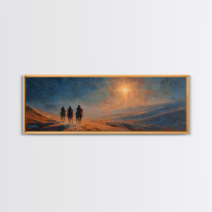Three Kings Ascent | Framed Canvas Print | Christian Wall Art | Panoramic Art | Christian Art Canvas | Jesus Christmas Art | Christmas Deco