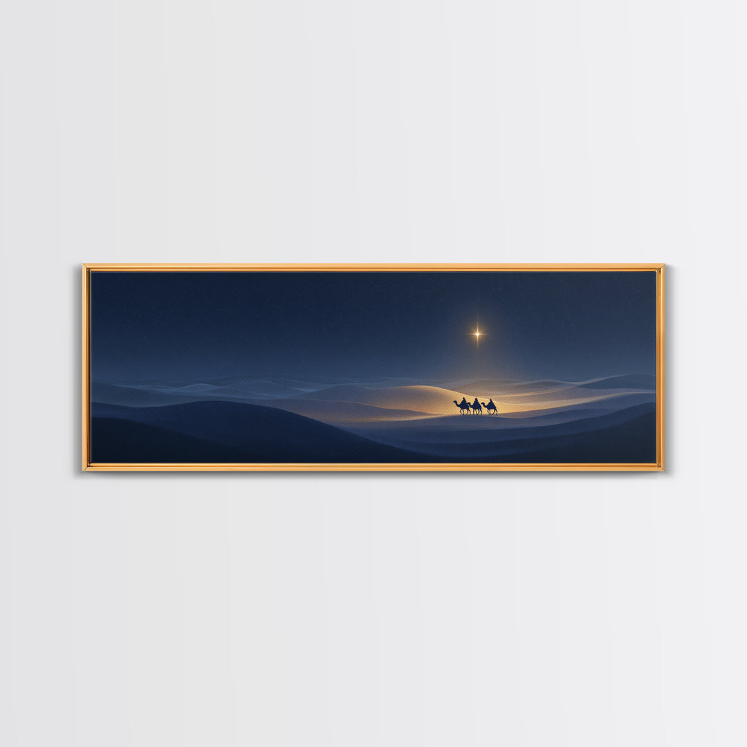 Night Journey | Framed Canvas Print | Christian Wall Art | Panoramic Painting | Christmas Art Prints | Christian Art Canvas | Christian Chr