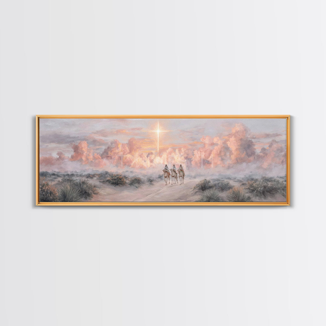 Dawn of Wonder – Framed Canvas Print – Christian Christmas Art – Panoramic Wall Art – Christian Art Print – Modern Christian Art – Christma
