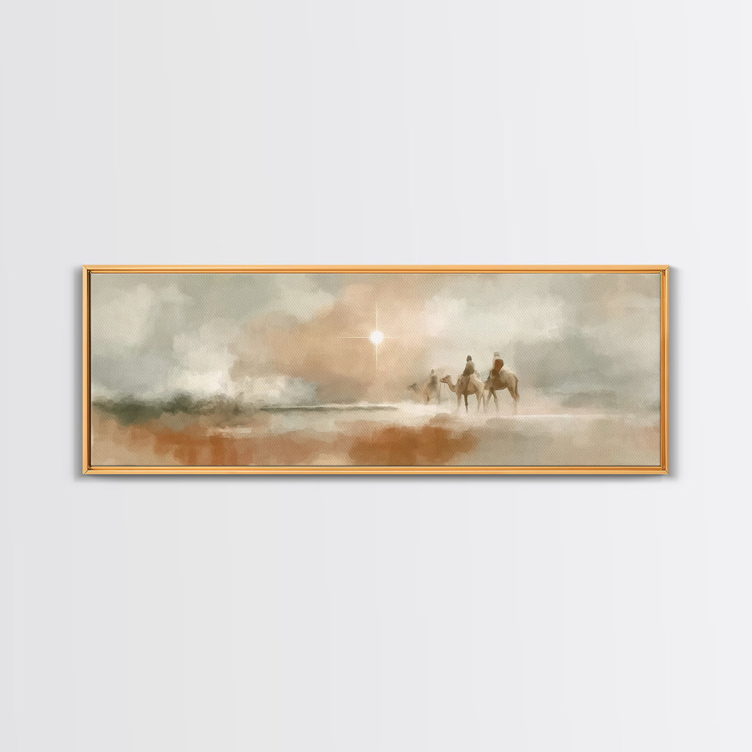 Holy Caravan | Framed Canvas Print | Christian Wall Art | Panoramic Frame | Christmas Art Work | Christian Art Canvas | Christian Christmas