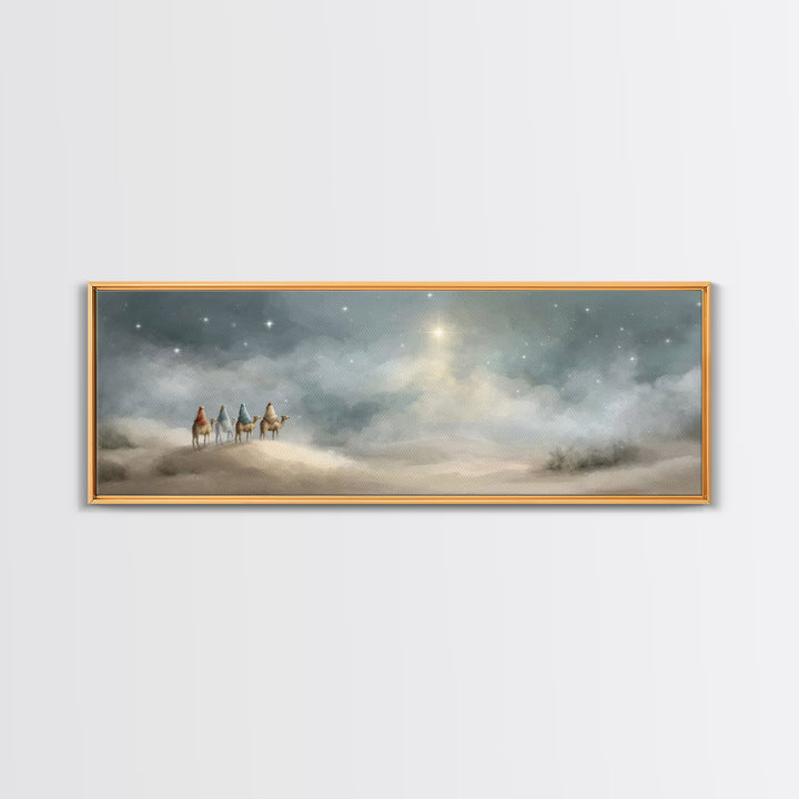 Journey of Light – Framed Canvas Print – Christian Art Canvas – Panoramic Painting – Christmas Wall Art – Christian Christmas Decor – Moder