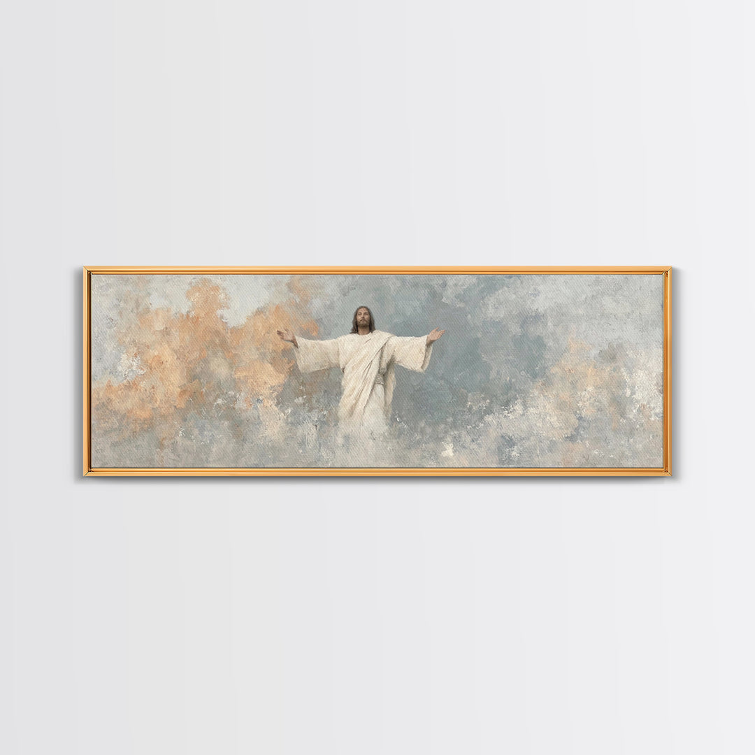 Light Of Mercy, Framed Canvas Print, Christian Art Canvas, Panoramic Wall Art, Modern Christian Art, Jesus Painting, Christian Wall Art