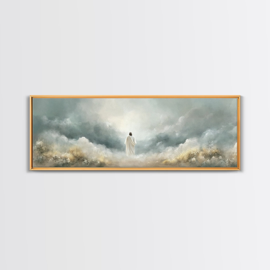 Heavenly Gathering | Framed Canvas Print | Christian Art Canvas | Panoramic Art | Christian Wall Art | Jesus Painting | Christian Art Print