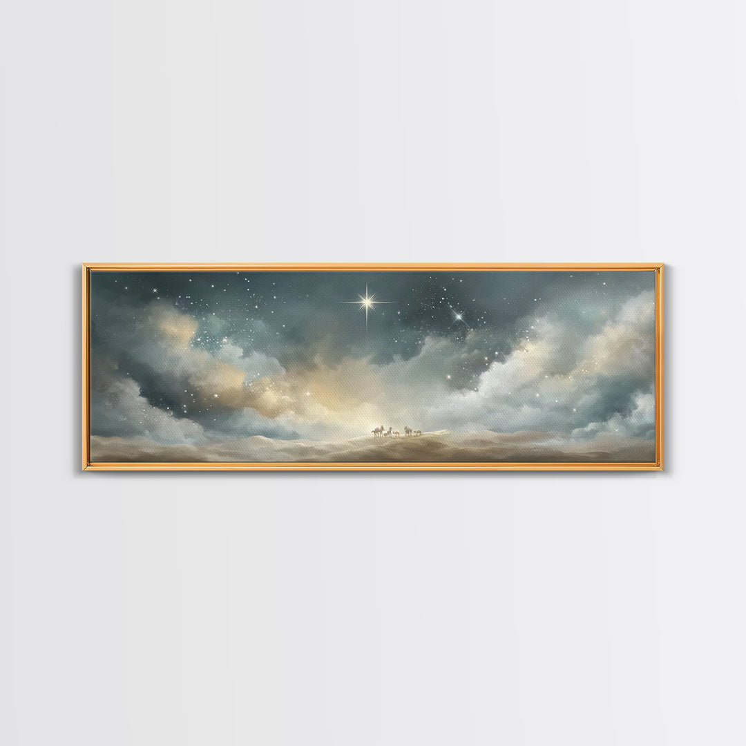 Divine Star – Framed Canvas Print – Christian Art Canvas – Panoramic Print – Christmas Wall Art – Christian Christmas Art – Christian Art P